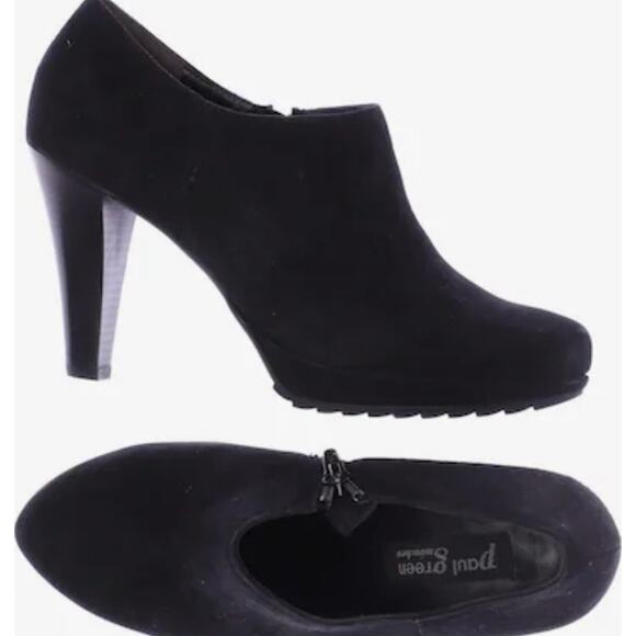 Paul Greene Munchen Black Suede Ankle Bootie Side Zip 4” Heel Non Slip Sz 3/5.5 - Picture 1 of 9